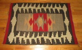 Vintage Early Native American Indian Navajo Blanket Rug Jb Moore Crystal 50 " X34 "