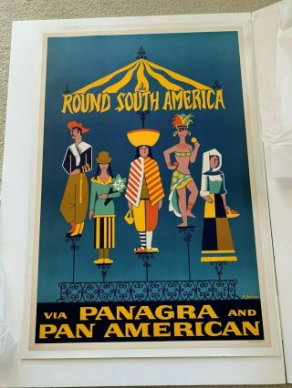 Round South America Via Panagra And Pan American Poster