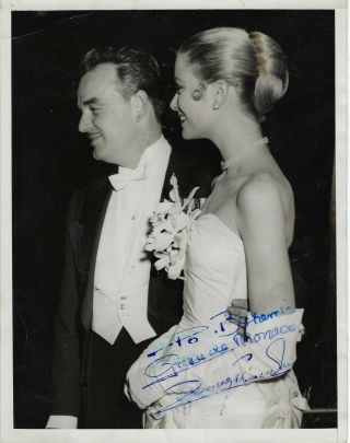 Grace Kelly & Rainer Iii Prince Of Monaco,  Autographed Vintage Press Photo.