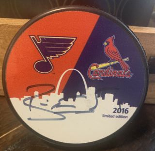 2016 Brian Elliott Nhl Hockey Puck Autographed St Louis Blues Cardinals 14 Fund