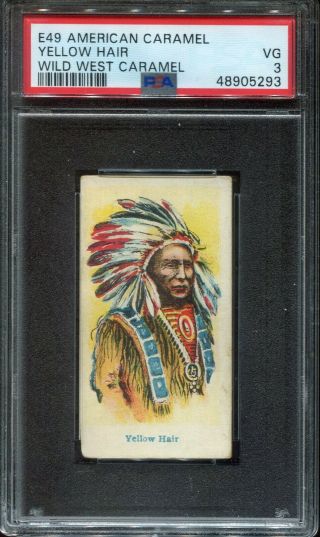 1910 E49 American Caramel Yellow Hair Wild West Caramels Psa 3 (vg) Card