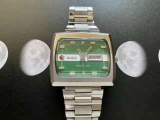 Rado Ncc - 101 Rare Vintage Mens Automatic Watch Stainless Steel Green Dial