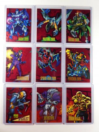 1993 Marvel Universe Series 4 Complete Red Foil 2099 Insert Card Set 1 - 9