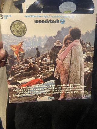 Woodstock Soundtrack 3 Vinyl Record Set.  1970 Monarch Press.  Nm