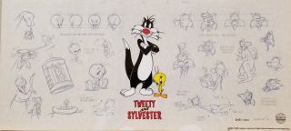 Warner Brothers Sylvester And Tweety Bird Lumicel With Model Sheet Background