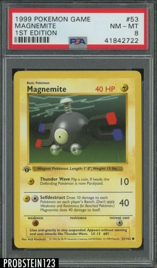 1999 Pokemon Game 1st Edition 53 Magnemite Psa 8 Nm - Mt