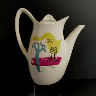 Rare Charles Cobelle Vintage Midwinter Pottery " Cactus " Desert Scene Coffee Pot