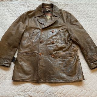 Vtg Ralph Lauren Double Rrl Wool Lined Leather Duster Jacket Mens Size L Brown