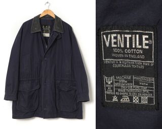Vintage Men Barbour Ventile Endurance Jacket Coat Navy Blue Size C52cm/132cm 6xl