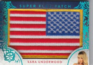 2019 Benchwarmer 25 Years Sara Underwood Ice Blue Flag Patch Card /1 1/1
