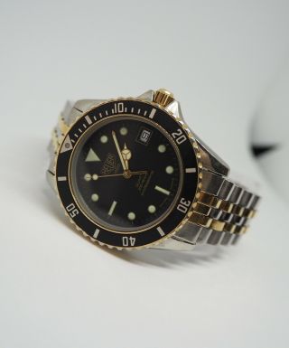Vintage Heuer 1000 Professional 980.  020 Date Quartz Black Dial Diver Watch