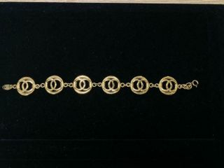 Chanel Coco Logo Mark Bracelet Chain Gold Color Ladies Vintage France Made