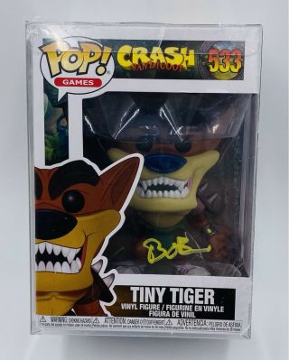 Signed Crash Bandicoot Tiny Tiger Funko Pop 533 Brendan O 