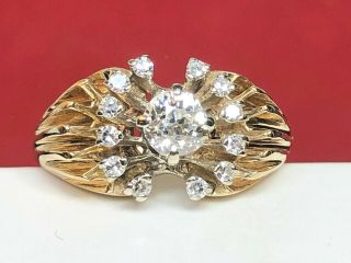 Vintage Estate 14k Gold Diamond Ring Engagement Wedding Appraisal Starburst Halo
