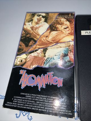 Vintage 1988 Odyssey World Pictures The Abomination VHS Horror Film Gore 4