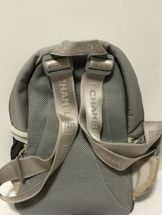 Rare Vtg Chanel CC Logo Gray Sport Backpack 3