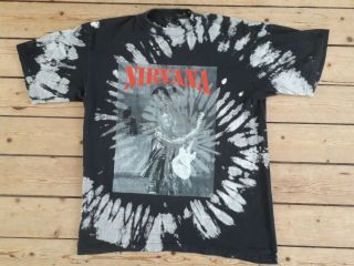 Nirvana Kurt Cobain Vintage 1990s T Shirt Tie Dye Tour Xl Lp Heart Shaped Box 94