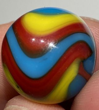 Early Machine Made Vintage Marble Peltier Superman Marble 11/16” Nm,