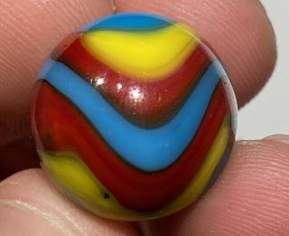 Early Machine Made Vintage Marble Peltier Superman Marble 11/16” NM, 3