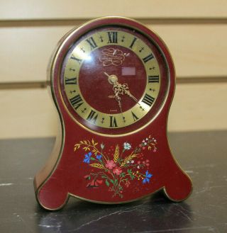 Vintage Vtg Jaeger Le Coultre Jaeger Music Box Alarm Desk Mantel Clock Red Color