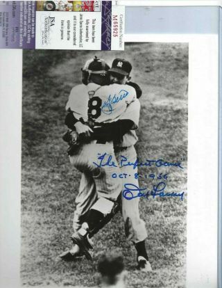 Yogi Berra & Don Larsen Autographed Ny Yankees Baseball 8x10 Photo Perfect Game