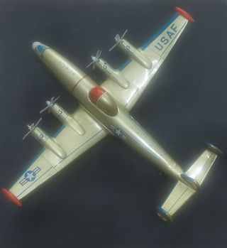 Vtg Yonezawa Airplane Usaf Tin Friction Toy