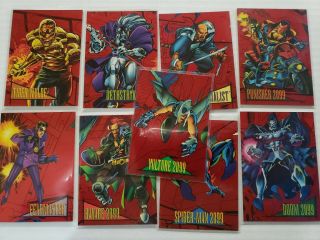 1993 Marvel Universe Series 4 Complete Red Foil 2099 Insert Card Set 1 - 9 Skybox