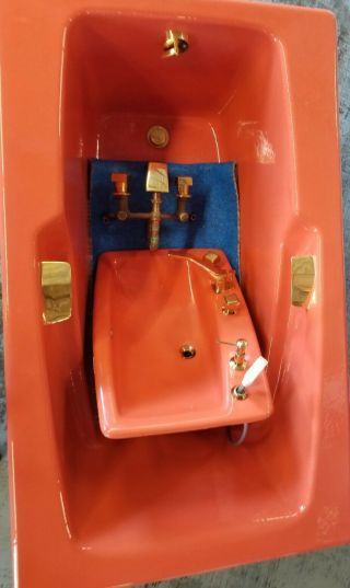 Vintage Kohler Enameled Cast Iron Bathroom Lavatory Sink Tiger Lily
