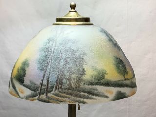 Pittsburgh Reverse Painted Lamp Chipped Ice Shade Forest Landscape Scene PL Co. 3