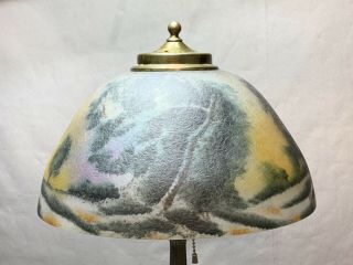 Pittsburgh Reverse Painted Lamp Chipped Ice Shade Forest Landscape Scene PL Co. 4