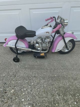 Little Vintage Indian Motorcycle Battery Ride - On Toy,  Pink