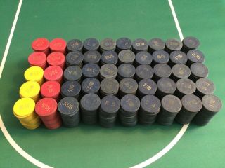 1000 Vintage Clay Poker Chips (paulson Top Hat & Cane)