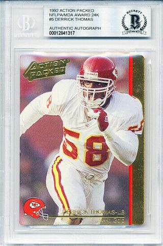 1992 - Derrick Thomas - Action Packed 24k Bas Signed/autograph/auto Football Card