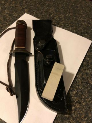 Vintage Sog Seki Bowie Knife 5th Special Forces Group Dagger And Sheath