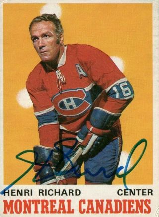 Henri Richard Montreal Canadiens Nhl Hockey Autographed Signed Card Jsa