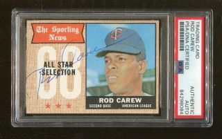 Rod Carew Signed 1968 Topps 363 All Star Autographed Twins Psa/dna 8084