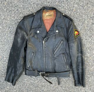 Vintage 50s 60s Horsehide Leather Kit Carson Motorcycle Jacket Vtg Ama