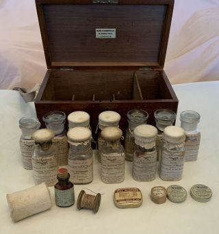 Antique / Vintage Mahogany Wooden Medicine Apothecary Box Bottle Cabinet Medical