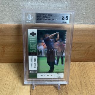 2002 Upper Deck Stat Leaders Tiger Woods Bgs 8.  5 Sl11 Money Golf Card Psa