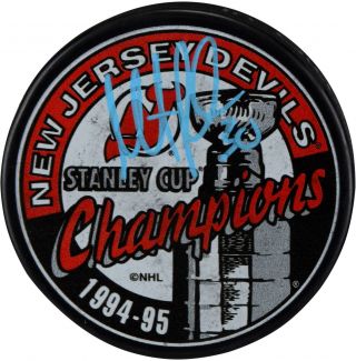 Martin Brodeur Jersey Devils Signed 1995 Stanley Cup Champs Logo Hockey Puck