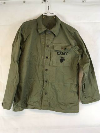 Vtg 1945 Ww2 Usmc Marines Herringbone Field Utility Jacket Coat Shirt