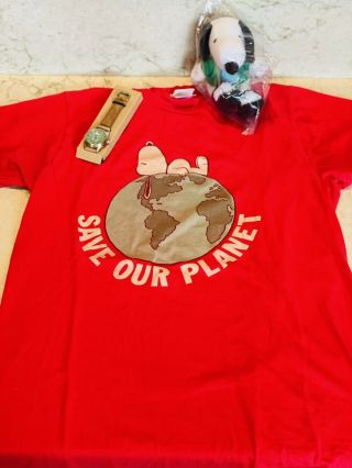 ❤️snoopy Watch New❤️save Our Planet❤️,  Medium Snoopy Shirt & Plush.