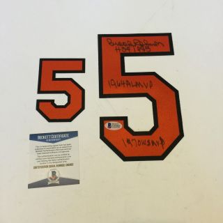 Brooks Robinson Signed Inscribed Baltimore Orioles Jersey Number 5 Beckett
