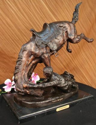 Vintage 1980`s Frederic Remington Bronze Statue,  Wicked Pony Hand Made Figurine