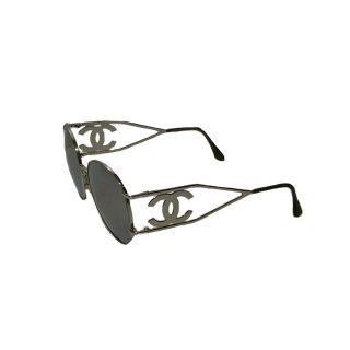 Rare Vtg Chanel Cc Logo Mirror Aviator Sunglasses