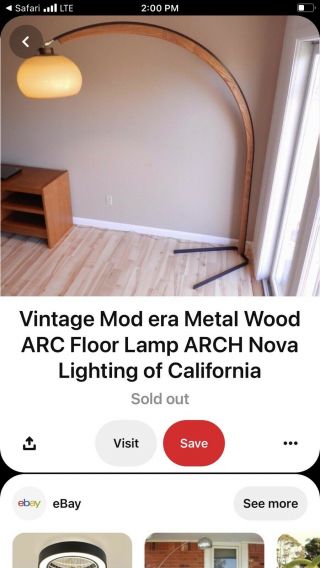 Nova Oak/Brass Mid Century Vintage Arc Arch Floor Lamp 7ft Tall “Great Shape” 5
