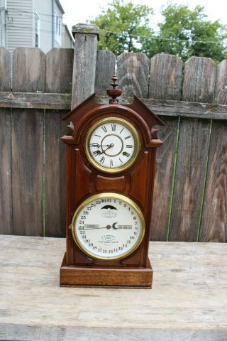 Ithaca Clock Co.  York 30 Day Double Dial Shelf Calendar Clock