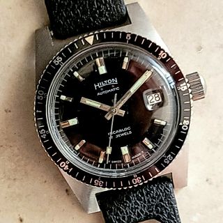 HILTON Automatic Divers Watch Incabloc 17 Jewels Vintage Wristwatch Swiss 37mm 5