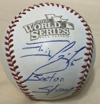 Jonny Gomes Signed 2013 World Series Baseball Boston Strong Inscription Red Sox