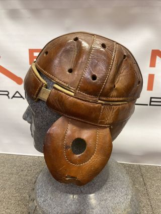 1900s Stall & Dean Leather Football Helmet Antique Named Harry Miller 1910 Rare